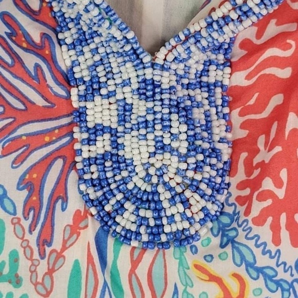 Lilly Pulitzer Courtney Tunic Dress Let Minnow Print Beaded Women’s XS - Picture 4 of 8